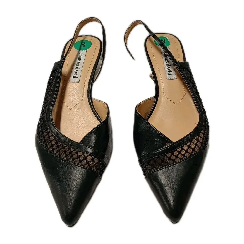 Charles David Women SZ 8 Shoes Black Rhinestones Classic Sophisticated New